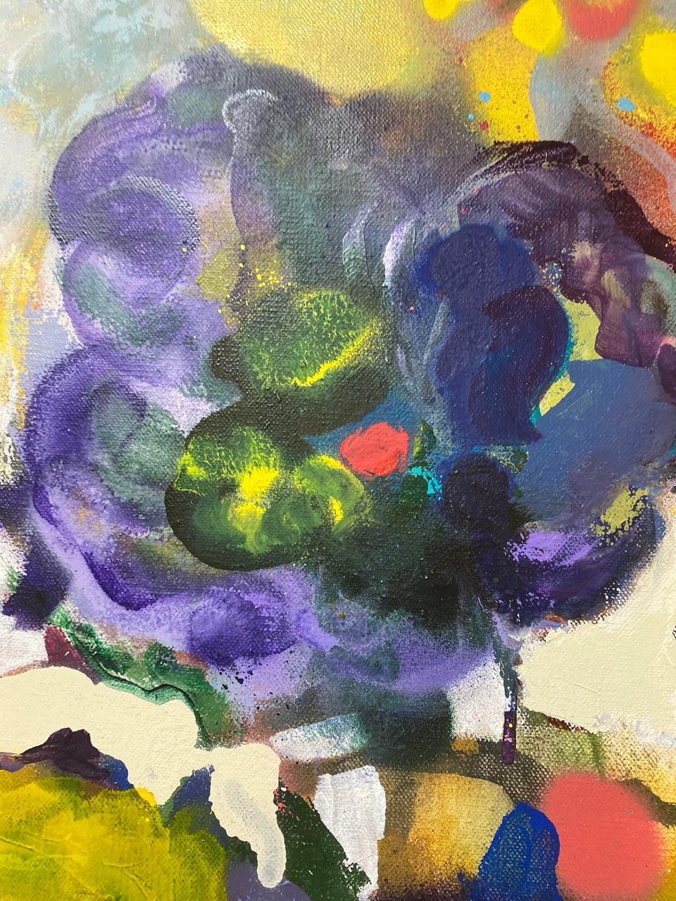 Wild Flowers II, original 40x30 abstract impressionist still life - Painting by Carol Carpenter