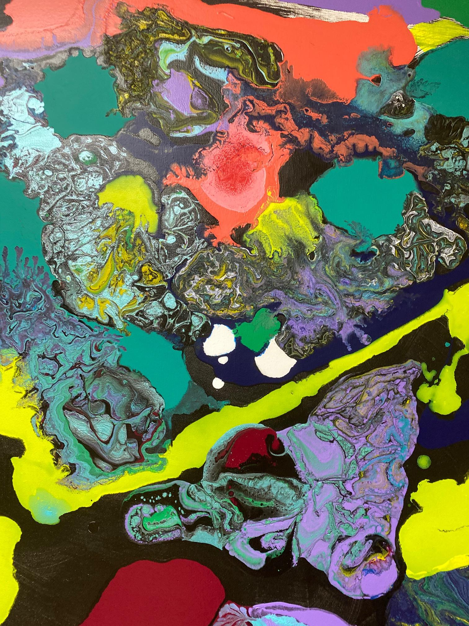Awakening, original 36x36 abstract expressionist acrylic painting - Abstract Expressionist Painting by Carol Carpenter
