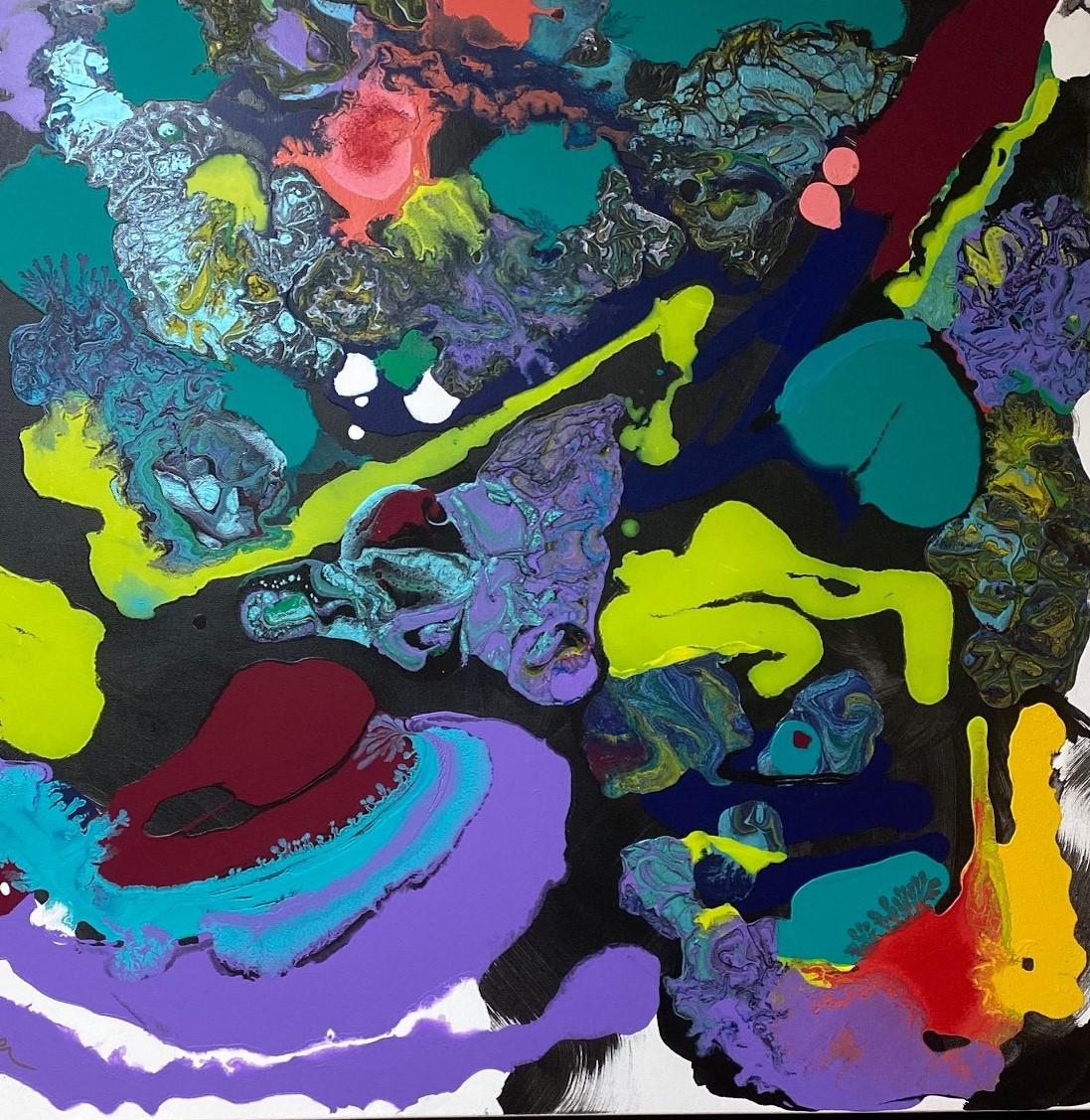 Awakening, original 36x36 abstract expressionist acrylic painting 1