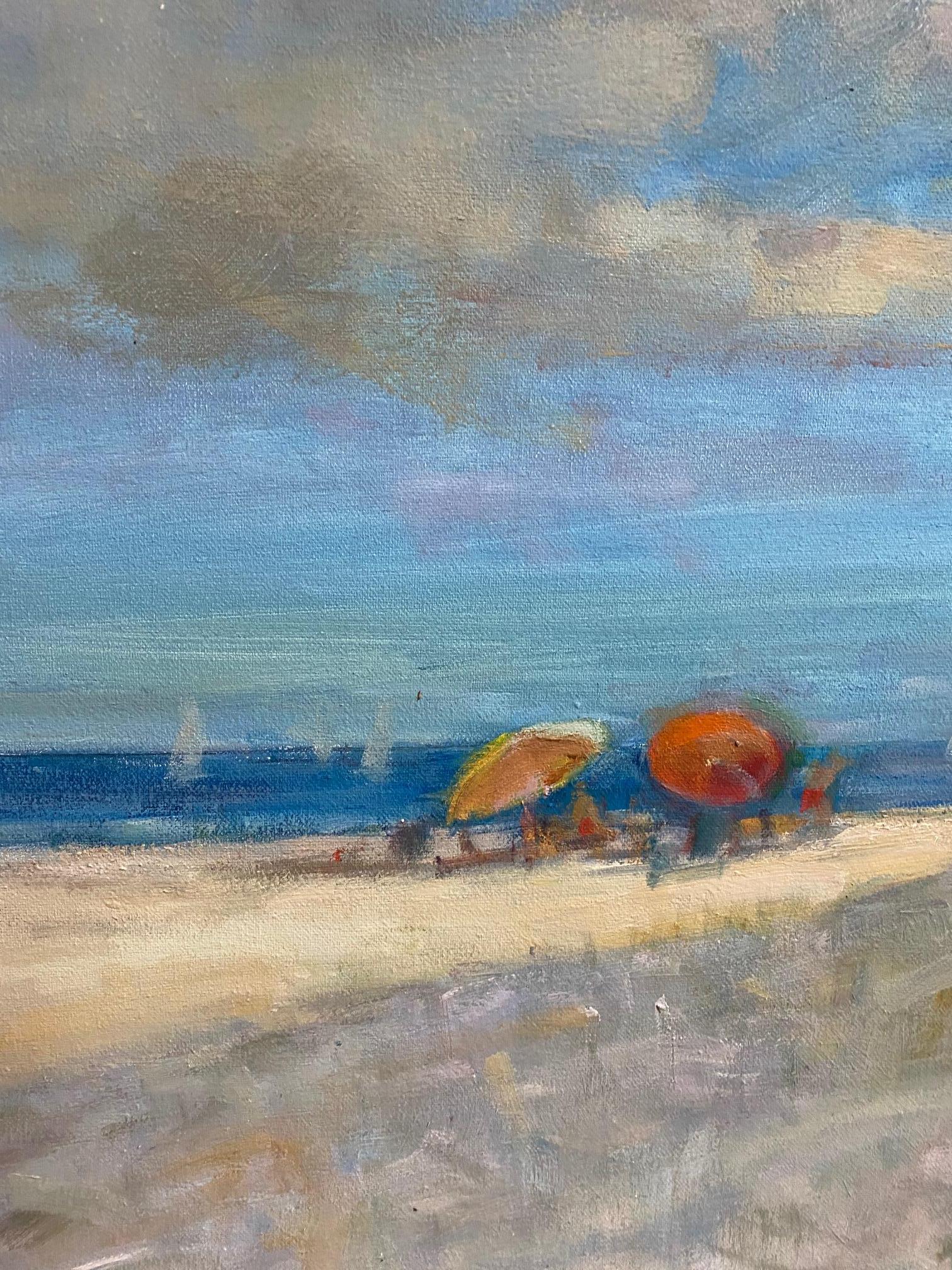 Beach in Midsummer, original 36x48iimpressionist marine landscape - Painting by Bart DeCeglie