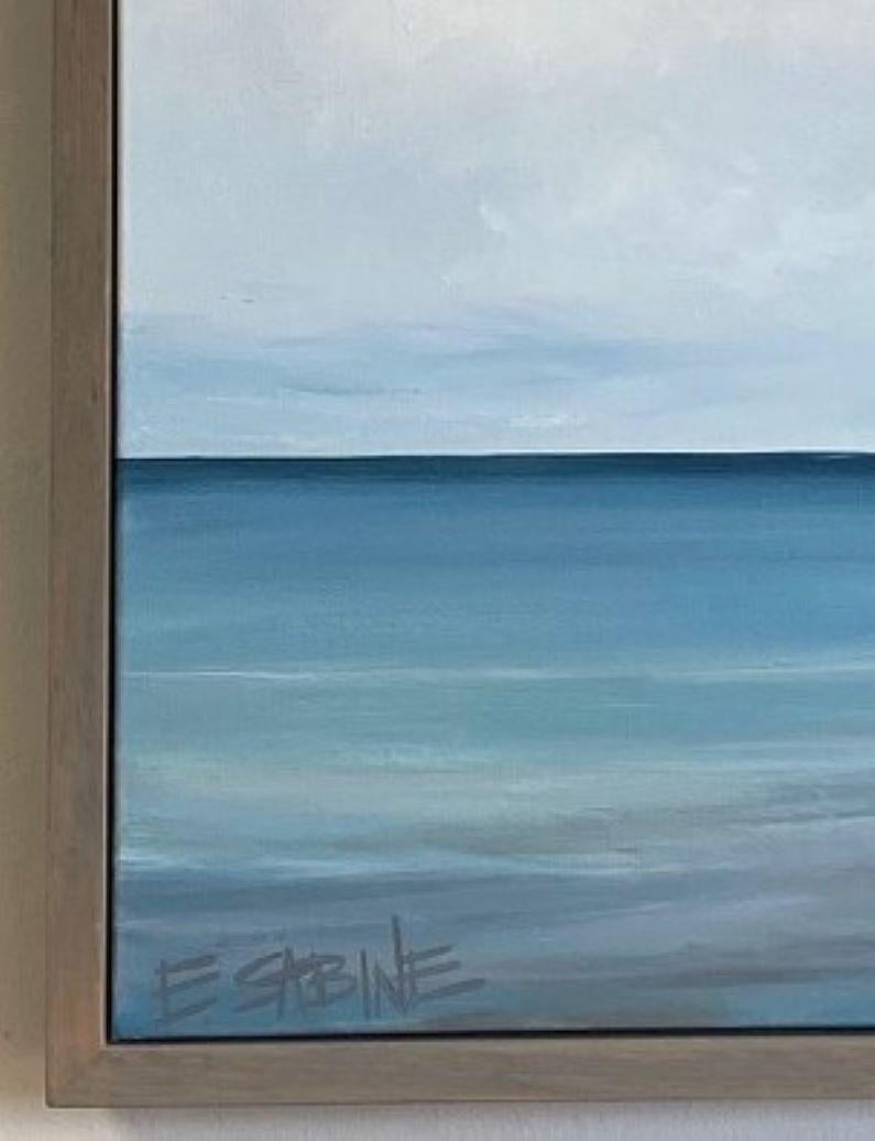 Seascape No. 475 original 48x36 contemporary marine landscape - Gray Abstract Painting by Elizabeth Sabine