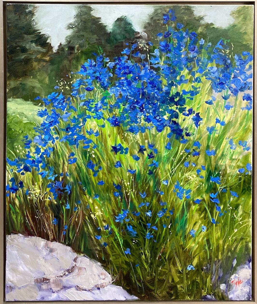 Doreen Tighe Landscape Painting - Blue Azure, original 36x30 impressionist landscape