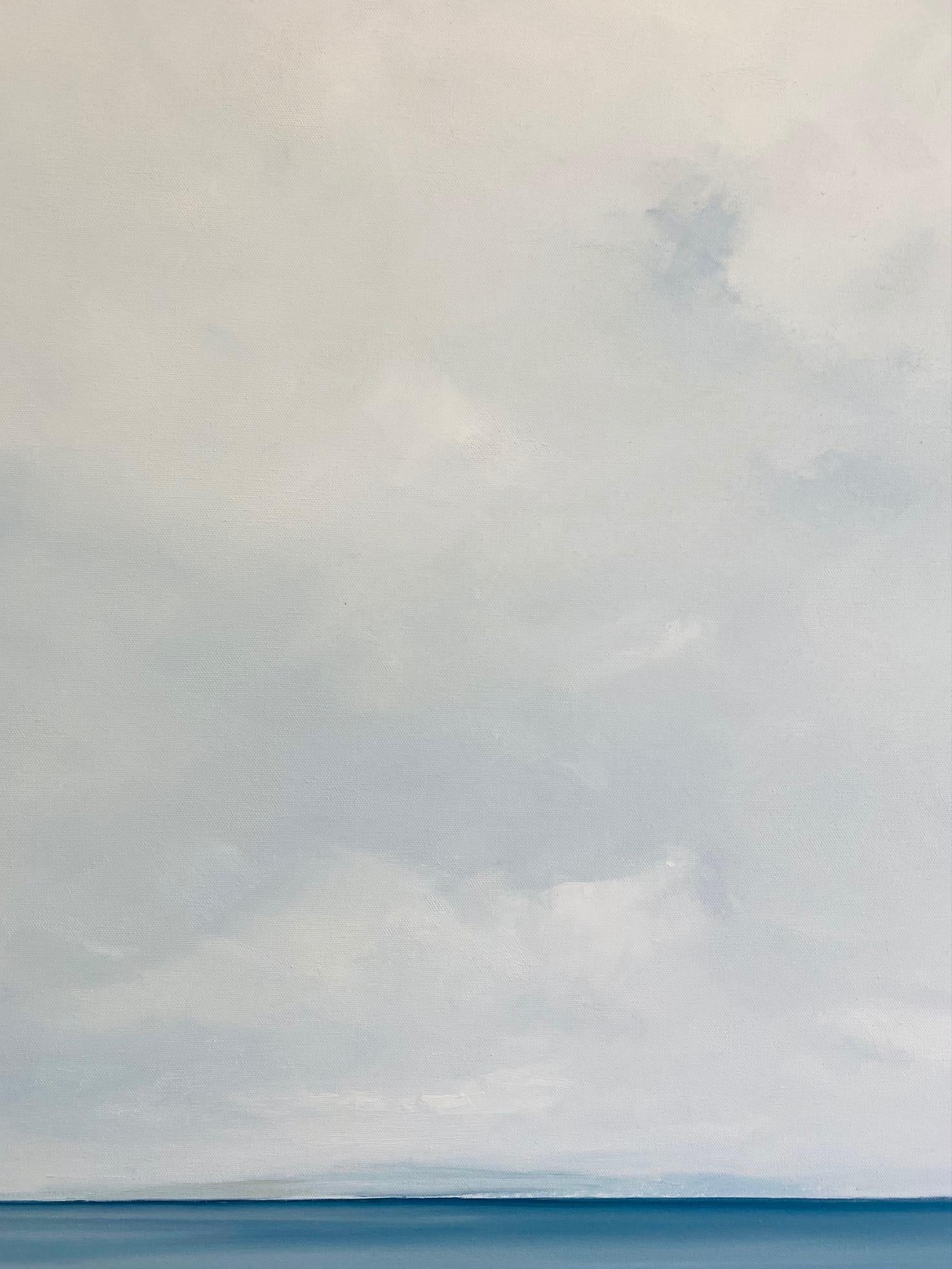 Seascape No. 223-AL, original 60x48 contemporary marine landscape on canvas - Gray Landscape Painting by Elizabeth Sabine