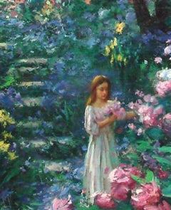 Cao Yong "Purple Garden" Original Oil on Canvas Hand Signed