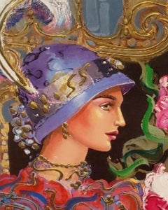 Otto Aguiar Lady in red Original Mixed Media Hand Signed Canvas