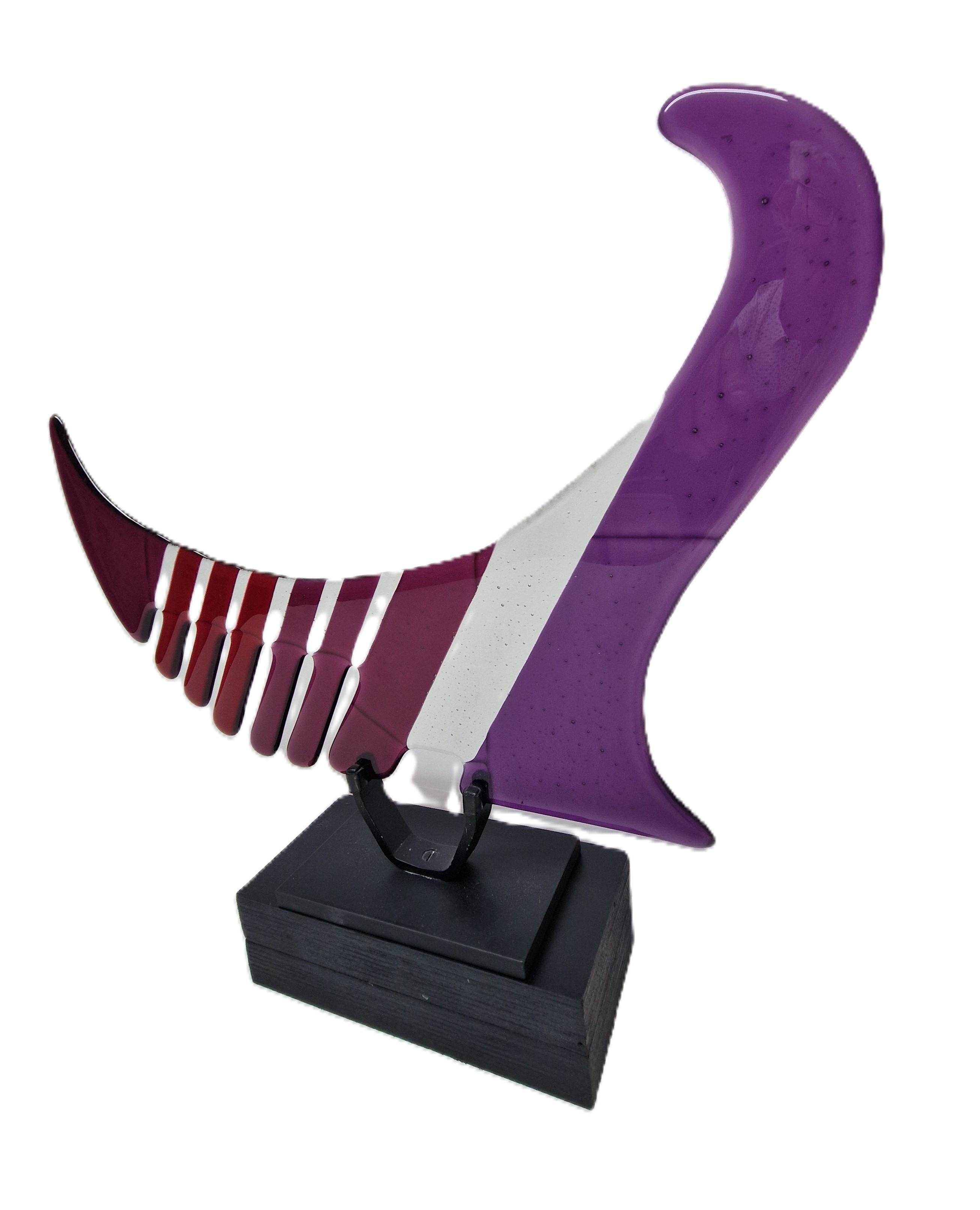 Urna in vetro lavorata a mano  in vendita - Ravenna Purple - Art Astrattismo geometrico di Marijke Berendsen and Joop Berendsen