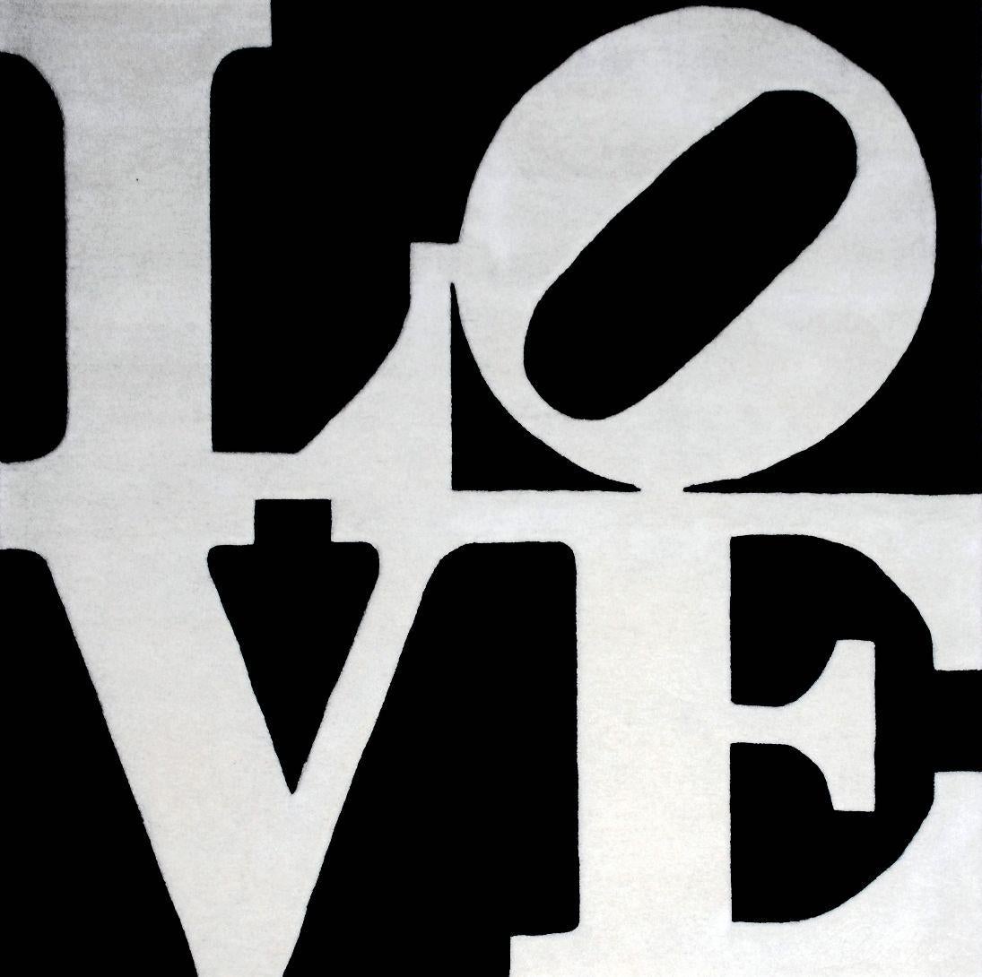 Alfombra de amor Robert Indiana grande en blanco y negro (1995) en venta 1