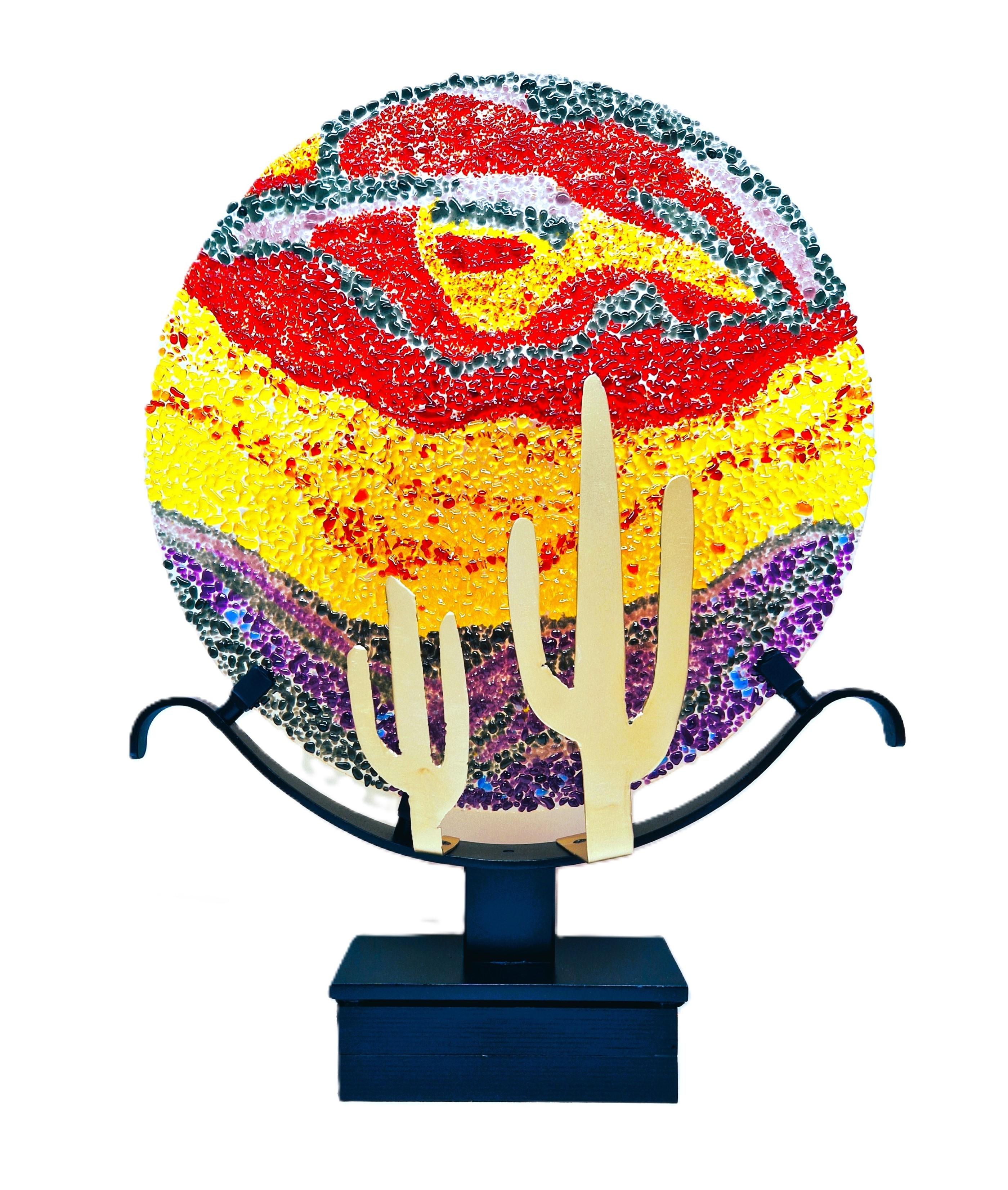 Escultura de vidrio de colores "Puesta de sol"