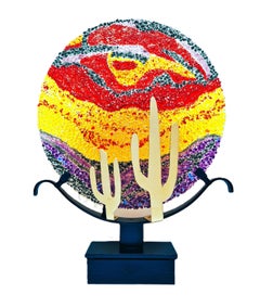 Escultura de vidrio de colores "Puesta de sol"