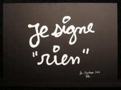 Je signe rien - Vautier, Ben - Aluminium / 3D-Textcollage - handsigniertes Archiv