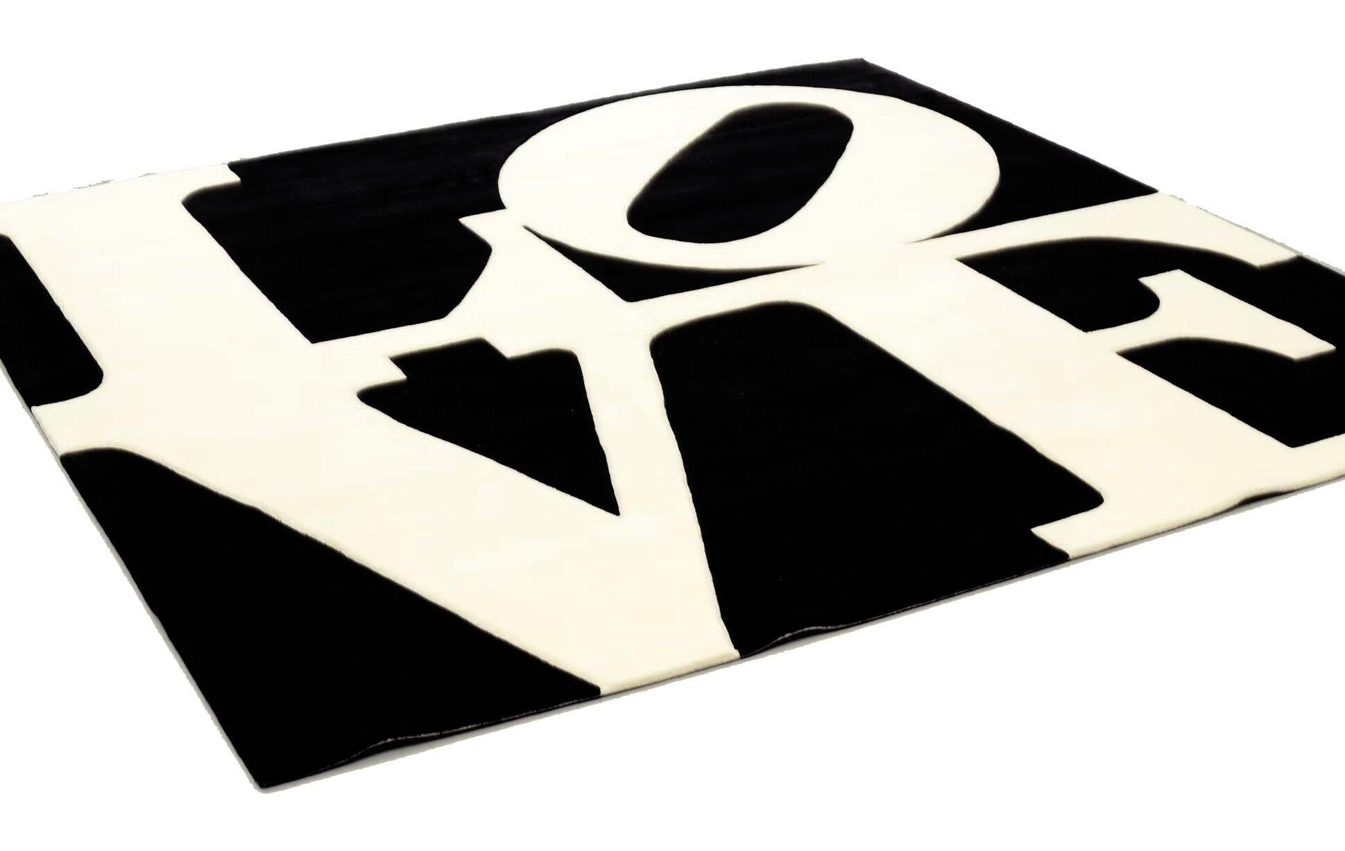 Alfombra de amor Robert Indiana grande en blanco y negro (1995) en venta 3