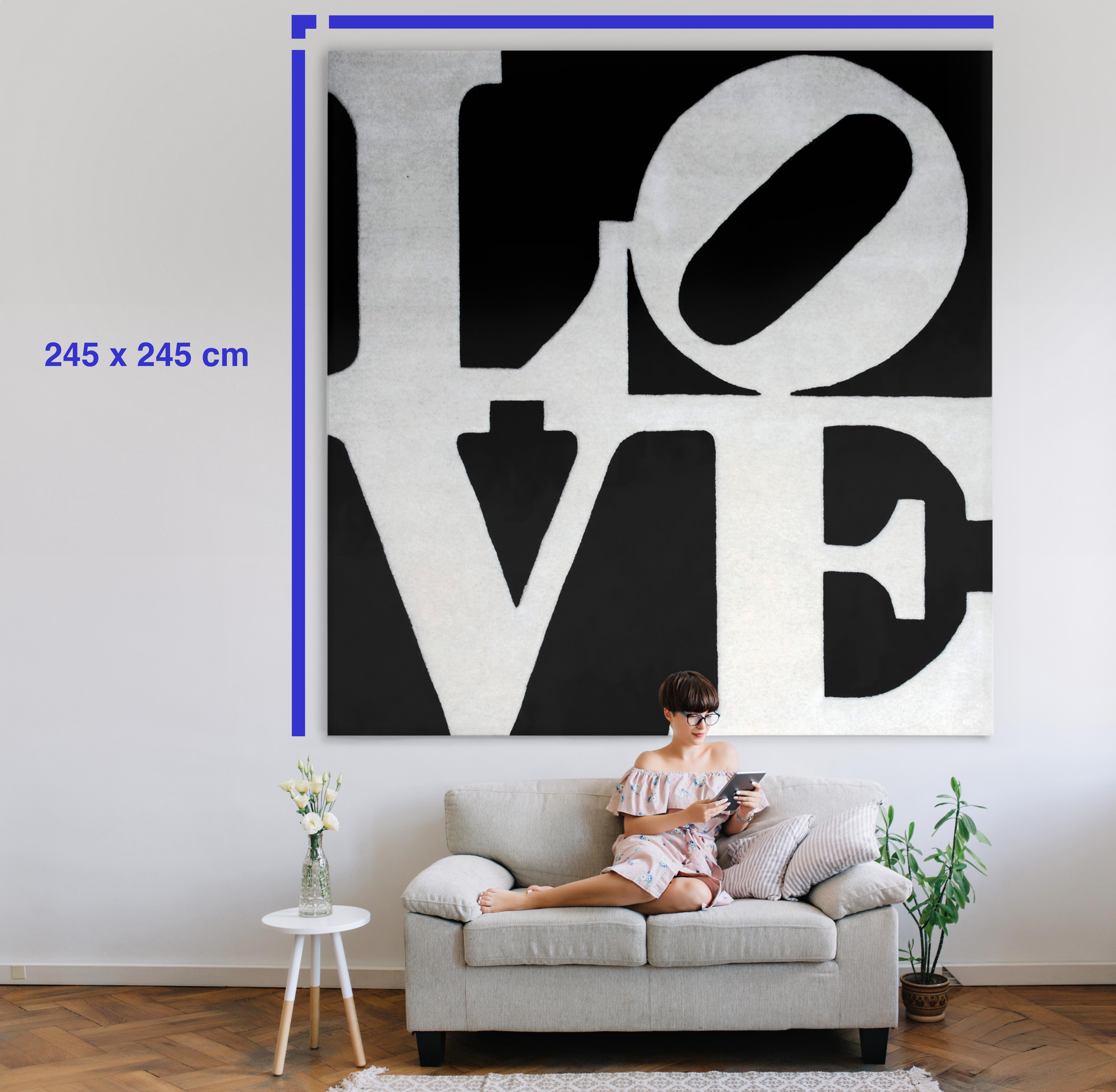 Alfombra de amor Robert Indiana grande en blanco y negro (1995) en venta 2