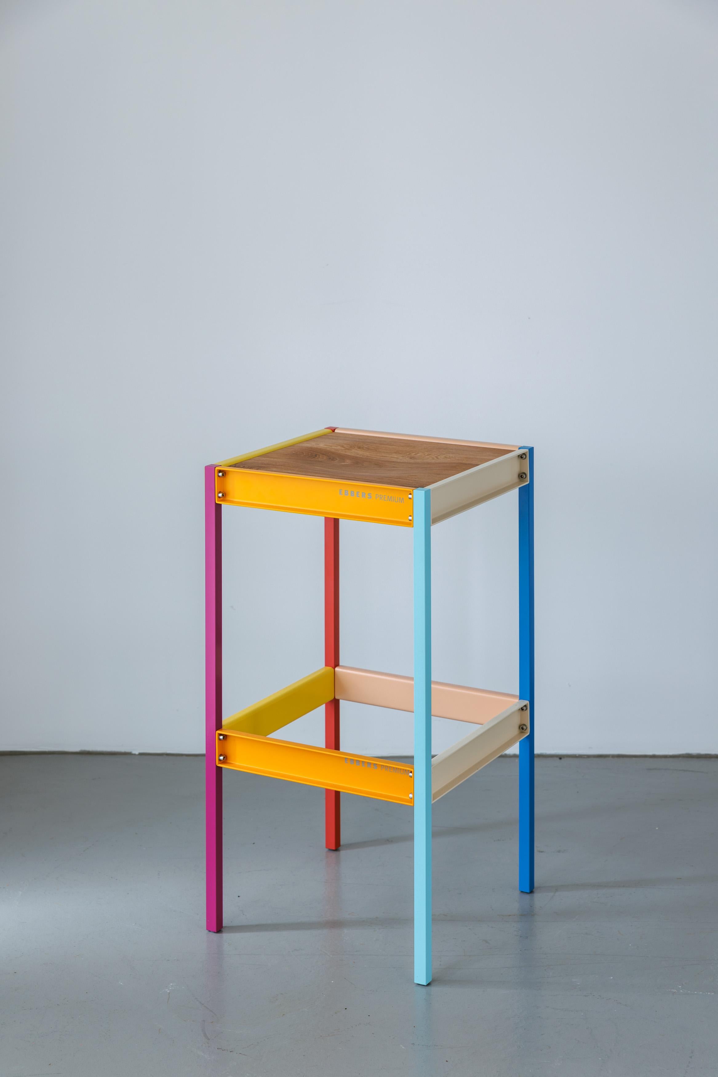 Modern Shelf / Bar stool - Colorful, Simple, Clean Design For Sale 2