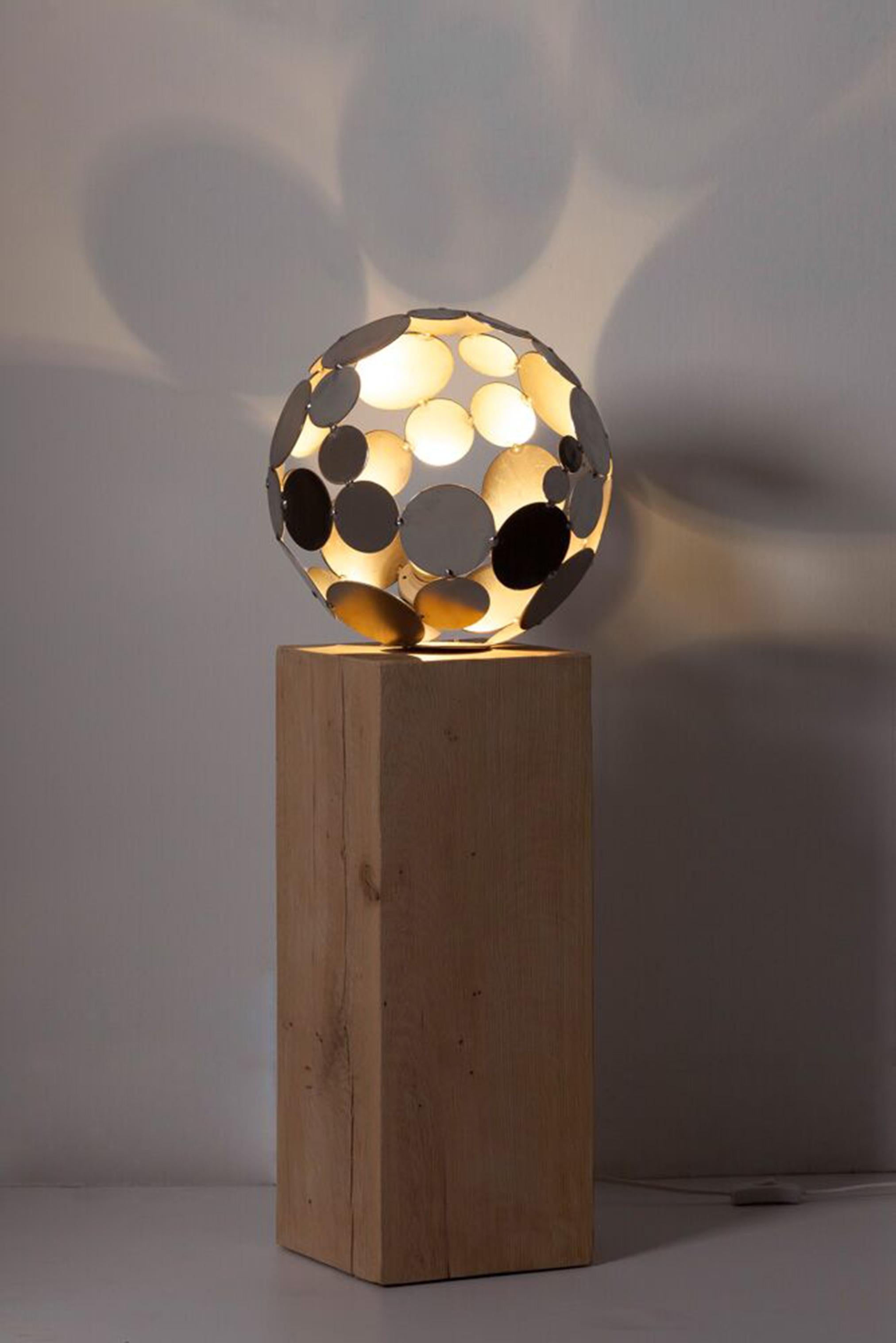 Outdoor Lamp - "Globe" - contemporary sculpture - Tall - Mixed Media Art by Stefan Traloc