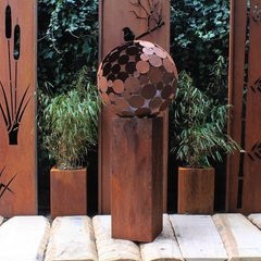 Outdoor Fire Pit - "Globe" with pedestal - Medium Height