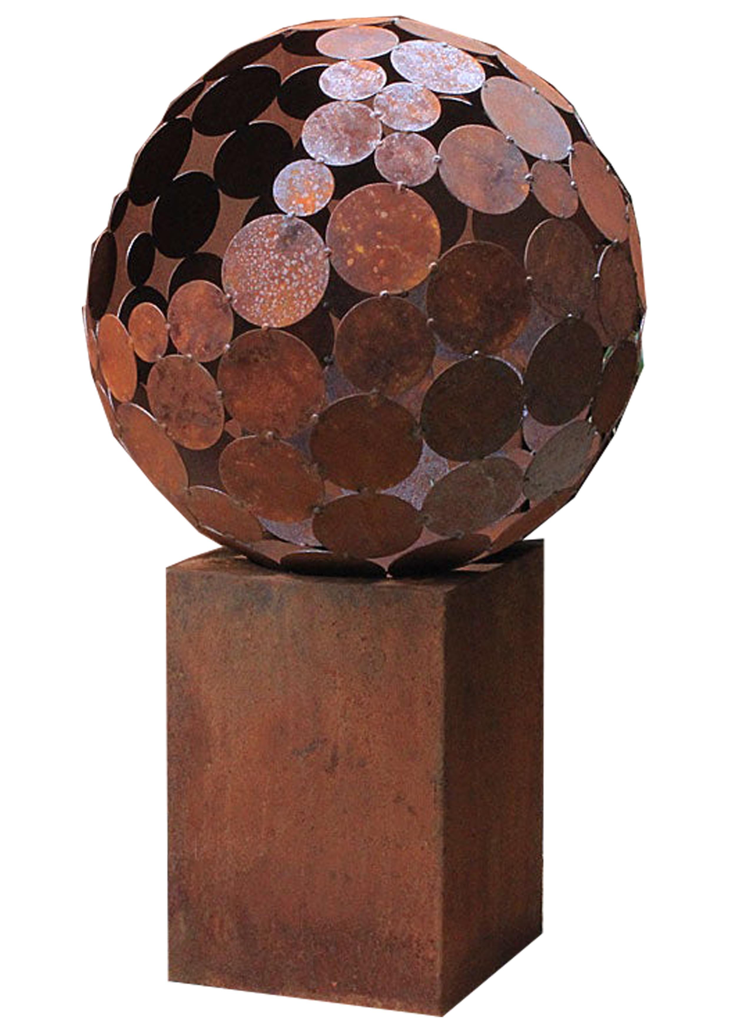 Firepit "Globe" With Square Pedestal - Small - Sculpture by Stefan Traloc