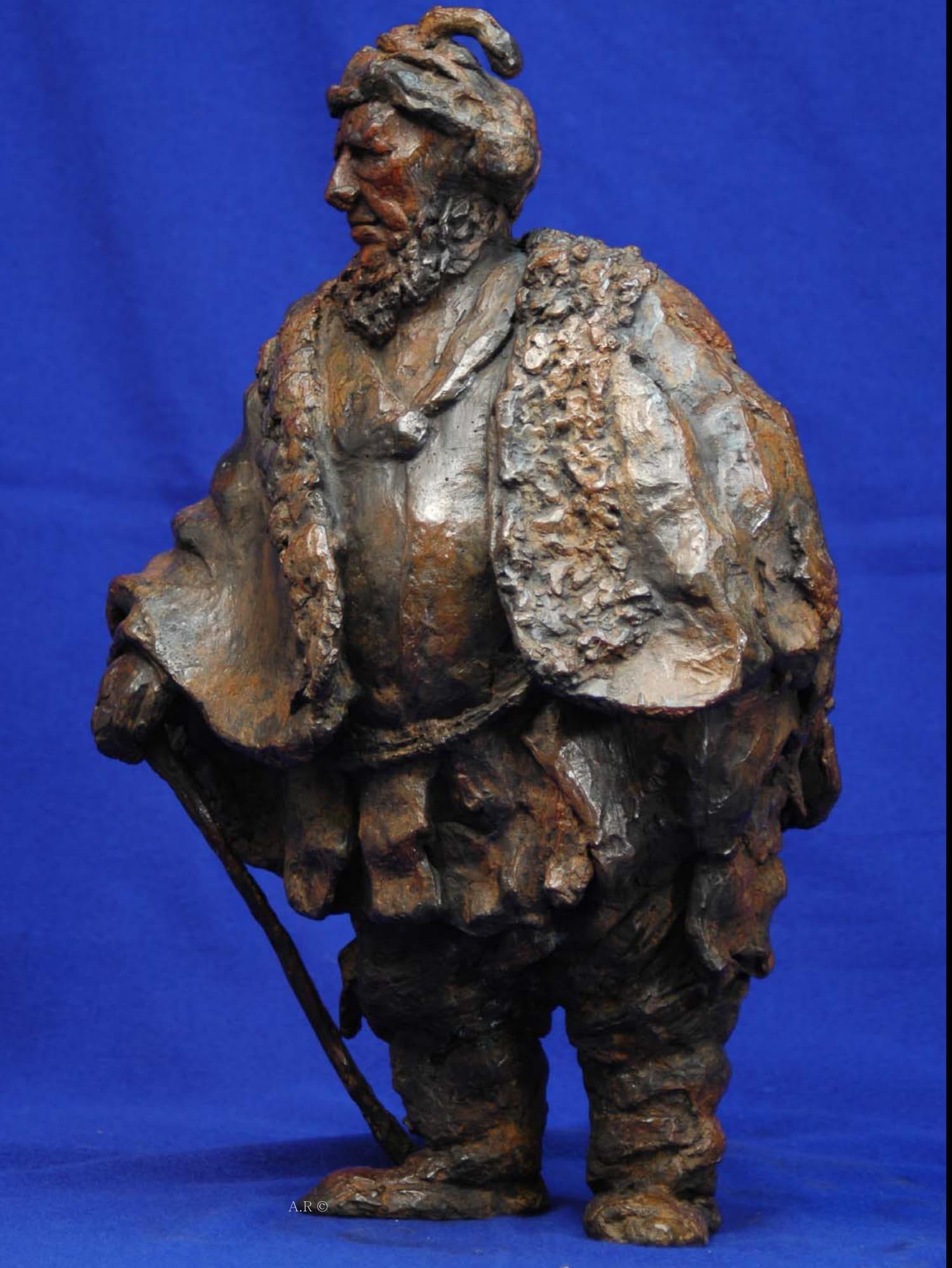 Sculpture à l'eau-forte unique de Rembrandt en bronze - « Le persan » en vente 1