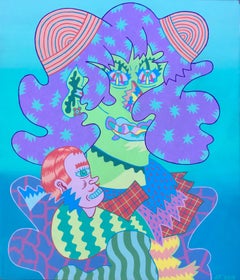 Grape Wrap, Joe Tallarico, colorful cartoonish portrait imagist painting