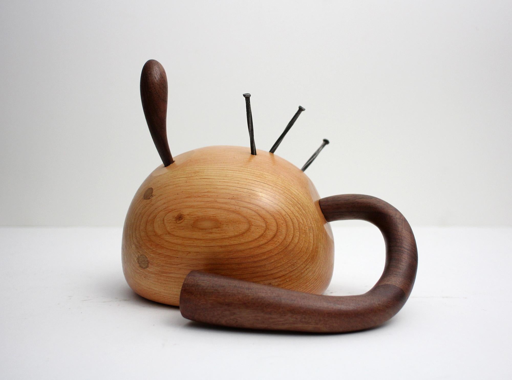 John Maloof Abstract Sculpture - 3 Nails, organic sculpture in wood