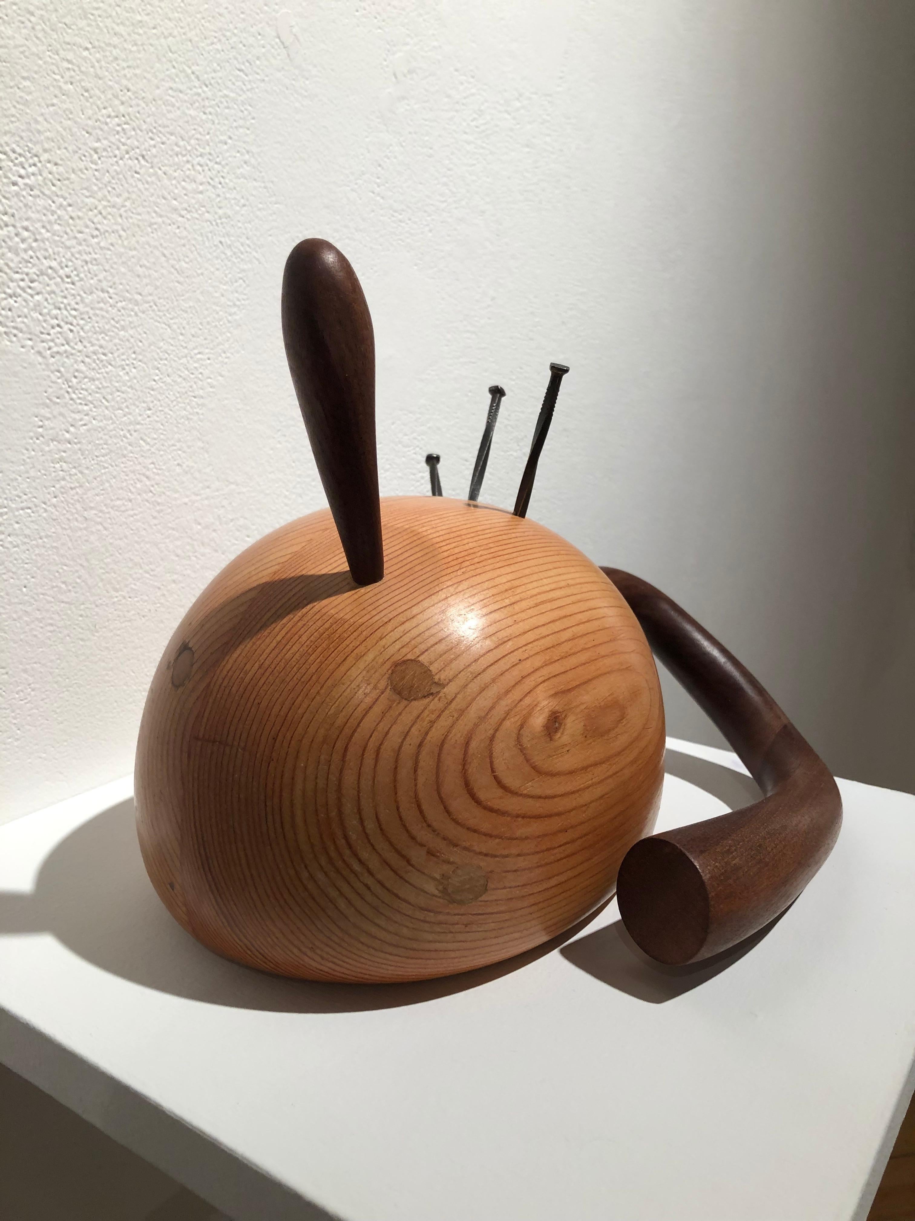 John Maloof, 3 Nails, 2018, 8 in tall
pine, walnut, nails

Hand carved organic abstract sculpture using reclaimed wood. 

John Maloof (of Vivian Maier fame) is an artist based in Chicago. The gallery is pleased to present his new body of work in