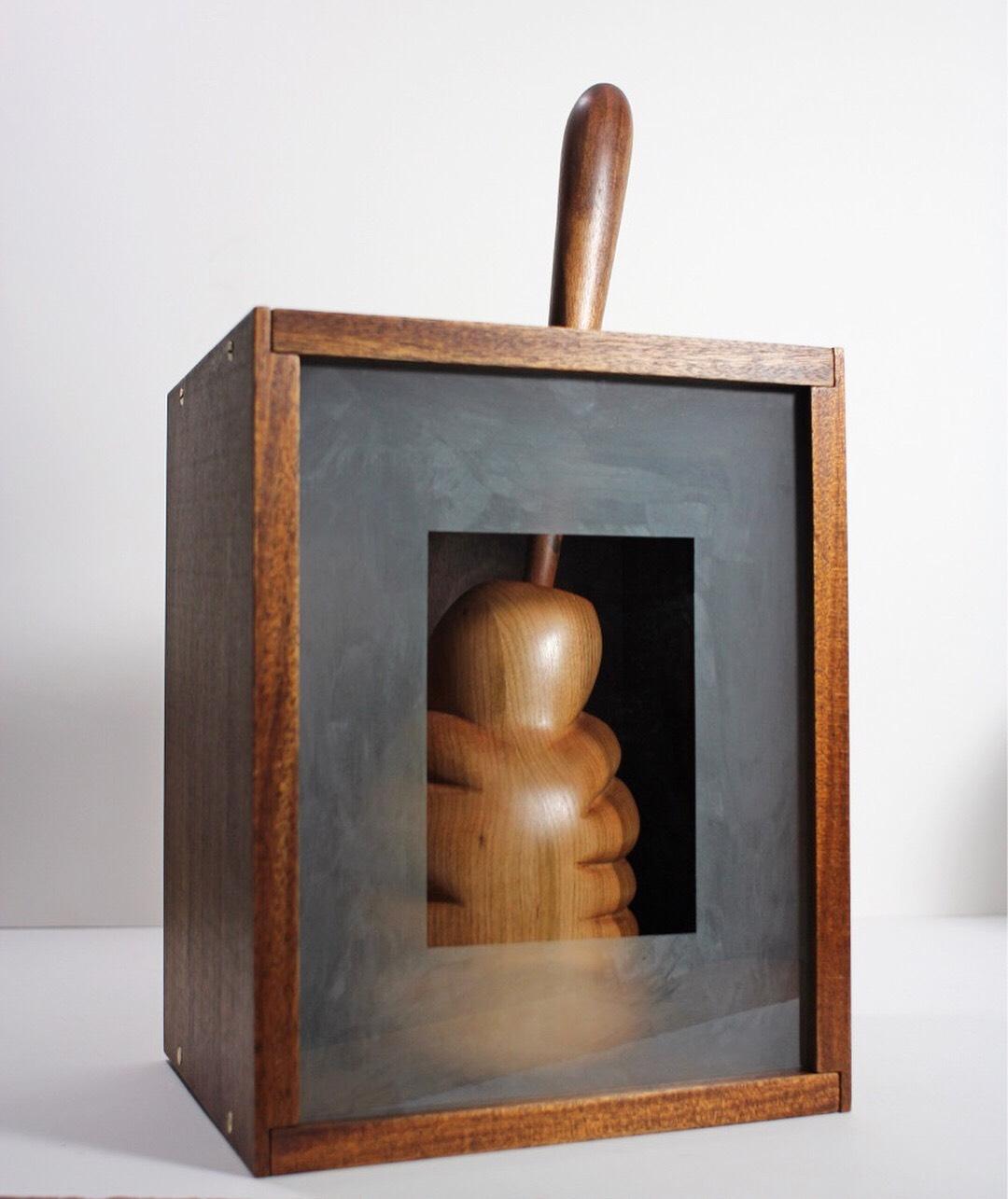 John Maloof Abstract Sculpture - sculpture in wood and glass, Encapsulated organic form