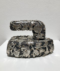  Iron, small scale sculpture in pewter and wood, with Female Fetishes