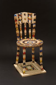 Chair with multi-colored matches, Life-Size, Navajo Melody, Indian Inspired