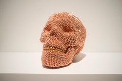  Human Skull, copper, , air rifle BBs, cast resin, mixed media