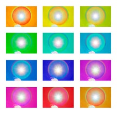 Total Eclipse, multicolored grid of 12 photographs of the solar eclipse of 2017