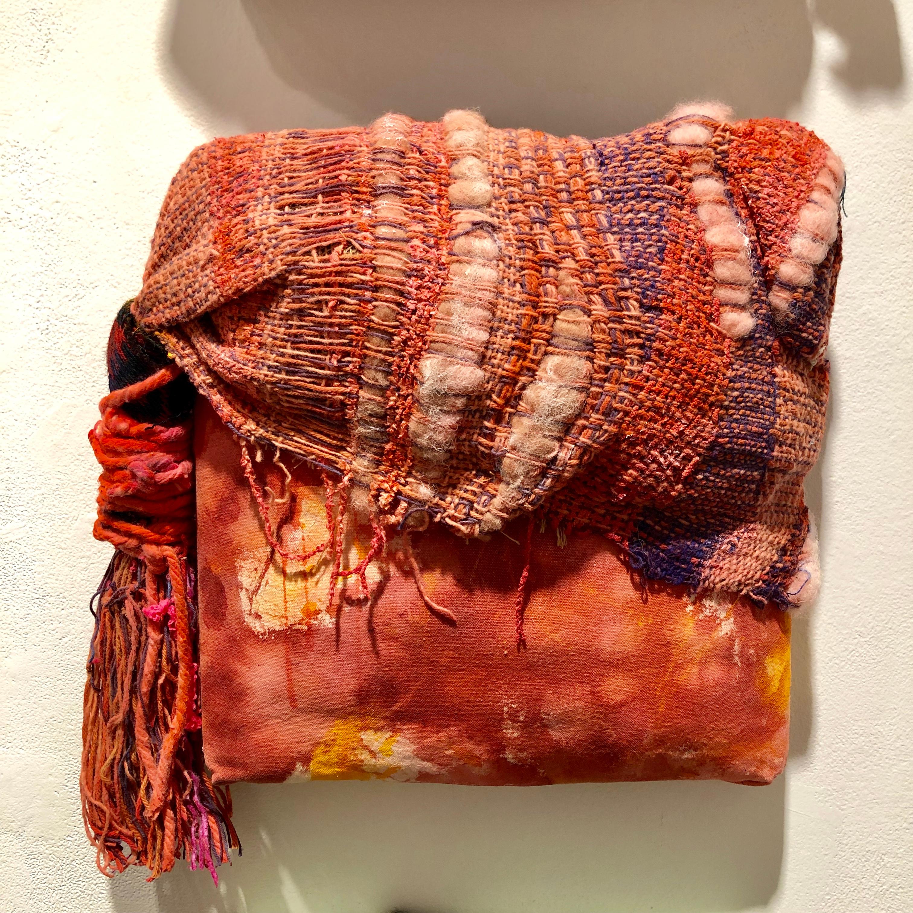 Genten/Color - Fabric and mixed media sculpture, brown, varying textures - Mixed Media Art by Diane Cooper