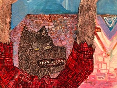 Textured painting, backyard birthday party, cartoon & mythical characters