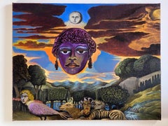 "Venus" Floating Human Head and Animals in Surrealist Forest