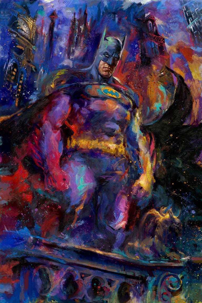 Blend Cota Dark Knight Original oil on canvas painting of Batman