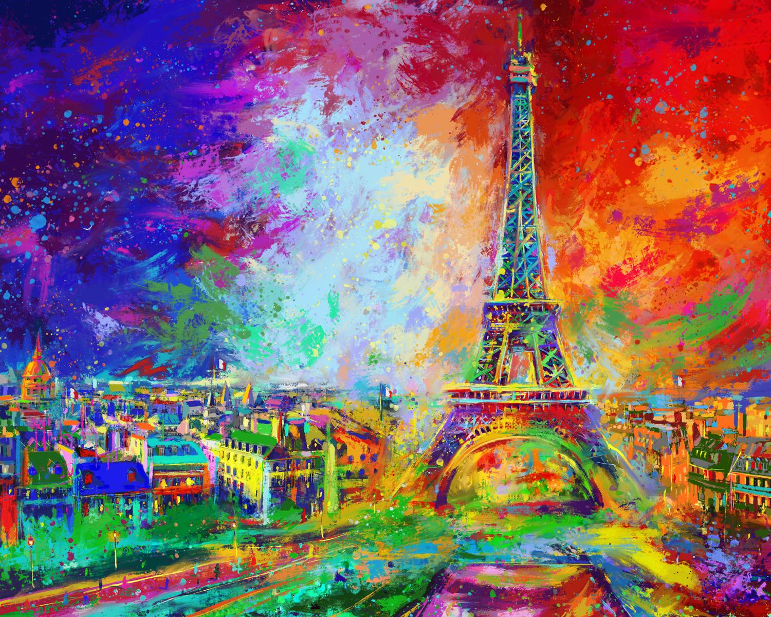Blend Cota Eiffel Tower Original Oil On Canvas Painting By Blend Cota For Sale At 1stdibs