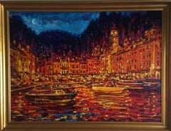 Portofino Moonlight - Original oil on canvas painting by Alexander Evgrafov