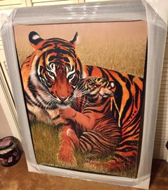 Motherhood-Tigers - Peinture originale en techniques mixtes de Mikhail Chapiro