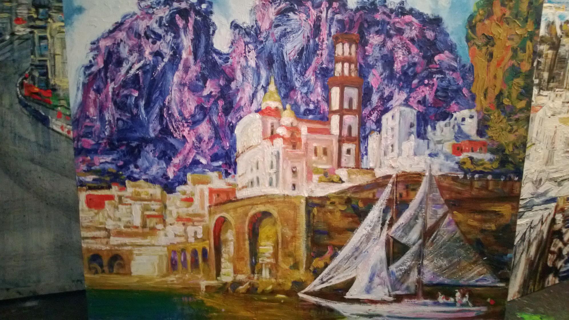 Coast of Sorrento - Oil on Canvas Painting by Alexander Evgrafov 