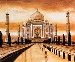 Taj Mahal Reflections - Original oil on canvas painting by Catherine Colosimo
