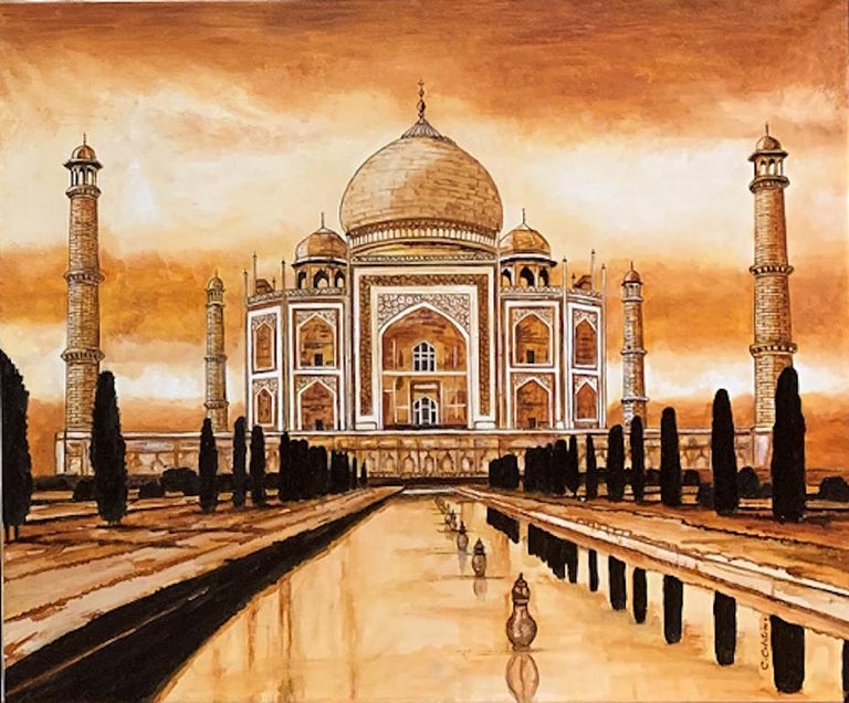 Redina Tili Taj Mahal Reflections Original oil on canvas painting