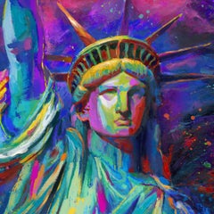 Vive La Liberté - Statue of Liberty - Original Oil on canvas by Blend Cota