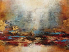 Heavenly - Acrylic on canvas with gold leaf, Abstract Painting, 21st Century