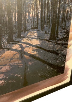 Forest in Purple - Wooden engraved panel - Etched and hand printed - Framed