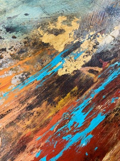 Heavenly - Acrylic on canvas with gold leaf, Abstract Painting, 21st Century