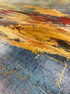 Scenery - Acrylic on canvas with Gold Leaf, Abstract Painting, 21st Century