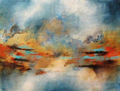Mirroring - Acrylic on Canvas with Gold Leaf, Abstract Painting, 21st Century