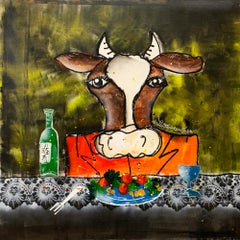 Bon appetit! - Abstract Painting, Mixed Media, Acrylic Paint, Canvas, 21st C. 