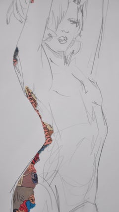 Papier 7, Pencil Drawing with Collage by Sandra Chevrier