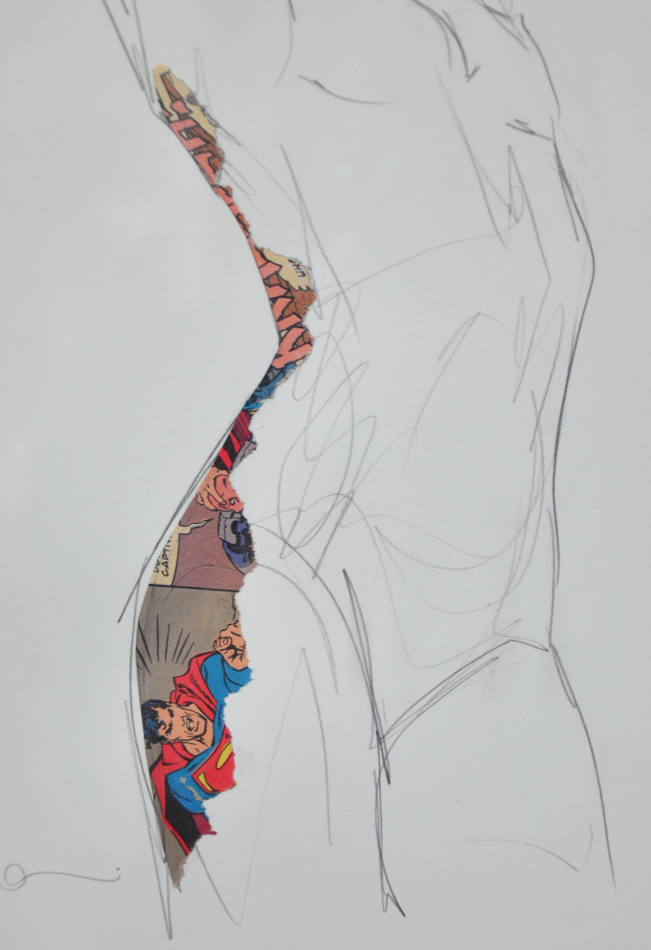 Papier 7, Pencil Drawing with Collage by Sandra Chevrier  2