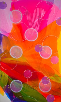 "Be Still My Heart" Original Abstract Painting by Linda Stelling - Pink / Red 