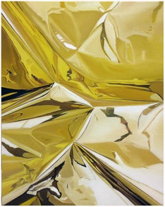 "Untitled" - Original Oil Painting by Go Woon Choi - Crinkled Gold Foil